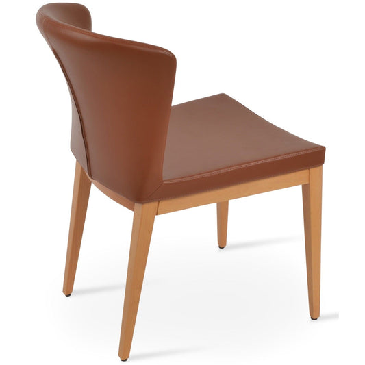 sohoConcept Kitchen & Dining Room Chairs Capri Wood Chairs | Brown Leather Wooden Dining Chairs