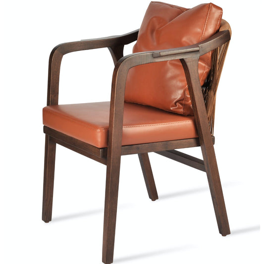 Soho Concept drops-armchair-wood-base-faux-leather-seat-dining-chair-in-cinnamon