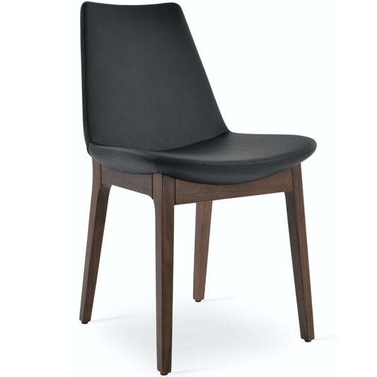 Eiffel Wood Leather Dining Chairs Black - Your Bar Stools Canada