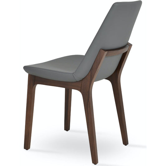 Eiffel Wood Leather Dining Chairs Grey - Your Bar Stools Canada