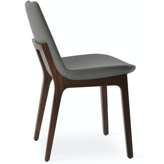 Eiffel Wood Leather Dining Chairs Grey - Your Bar Stools Canada