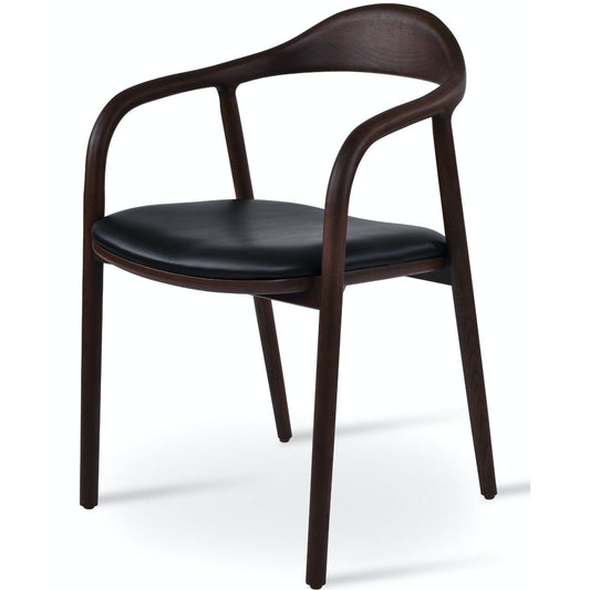 Black Leather Wood Dining Chair Infinity Armchair - Your Bar Stools Canada