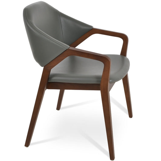 Wooden Leather Armchair Luna Grey Dining Chairs - Your Bar Stools Canada