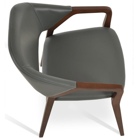 Wooden Leather Armchair Luna Grey Dining Chairs - Your Bar Stools Canada