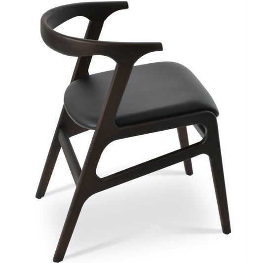 Soho Concept morelato-armchair-walnut-wood-base-faux-leather-seat-dining-chair-in-black