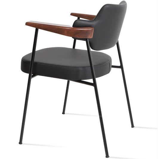 sohoConcept Kitchen & Dining Room Chairs Palu Metal Dining ArmChair | Black Leather Dining Chair