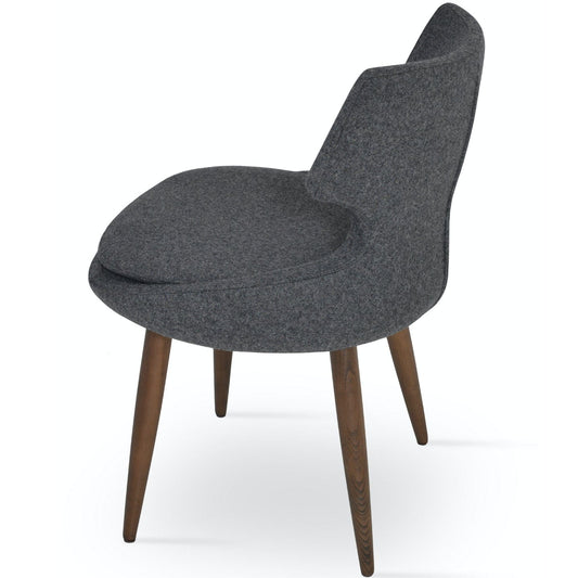 Soho Concept patara-wood-wood-base-upholstered-wool-seat-dining-chair-in-dark-grey