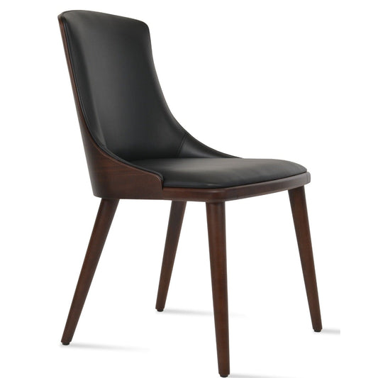 sohoConcept Kitchen & Dining Room Chairs RomanoW Wood Dining Chair | Black Leather Parsons Chair