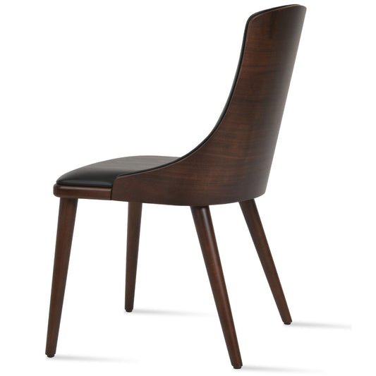 sohoConcept Kitchen & Dining Room Chairs RomanoW Wood Dining Chair | Black Leather Parsons Chair