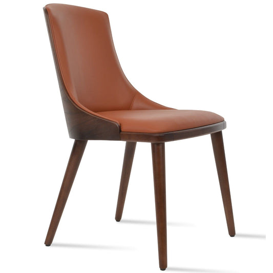 sohoConcept Kitchen & Dining Room Chairs RomanoW Wood Dining Chair | Brown Leather Parsons Chair