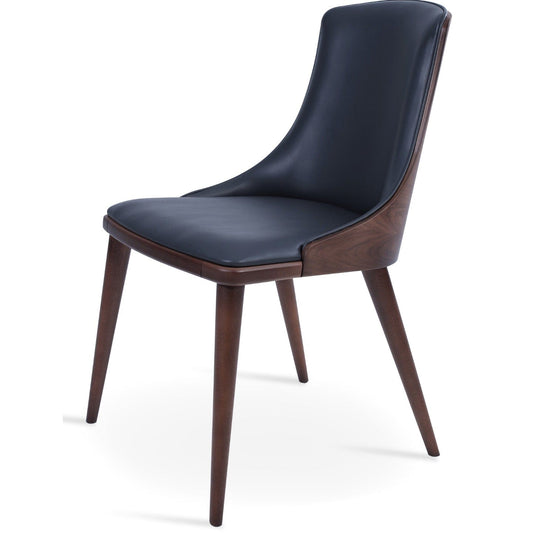 sohoConcept Kitchen & Dining Room Chairs RomanoW Wood Dining Chair | Grey Leather Parsons Chair