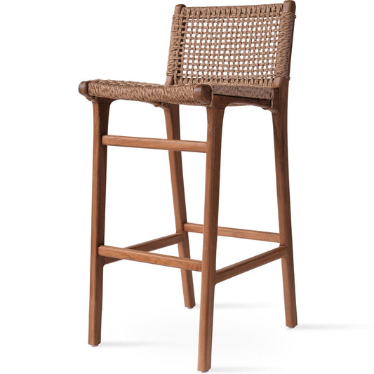 sohoConcept Outdoor Chairs Paramus Outdoor Bar Stool | Teak Wood | Full Wicker Rattan Barstool