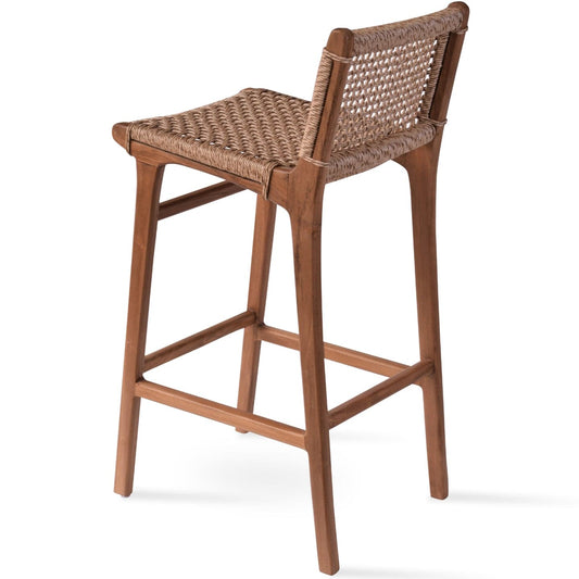 sohoConcept Outdoor Chairs Paramus Outdoor Bar Stool | Teak Wood | Full Wicker Rattan Barstool