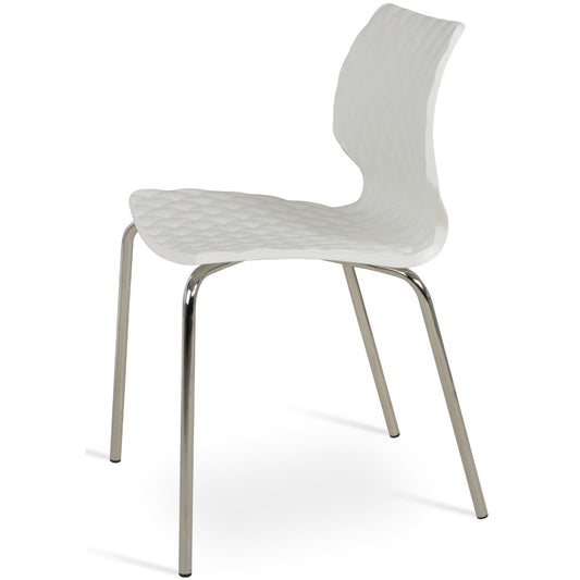 sohoConcept Outdoor Chairs Uni 550 Outdoor Dining Chair | Metal Base | Plastic Seat | Stackable Patio Chair in White