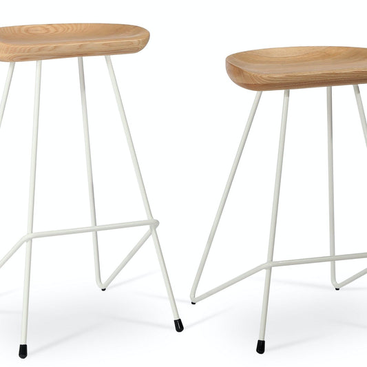 Cattelan White Metal Counter Top Stools Natural - Your Bar Stools Canada