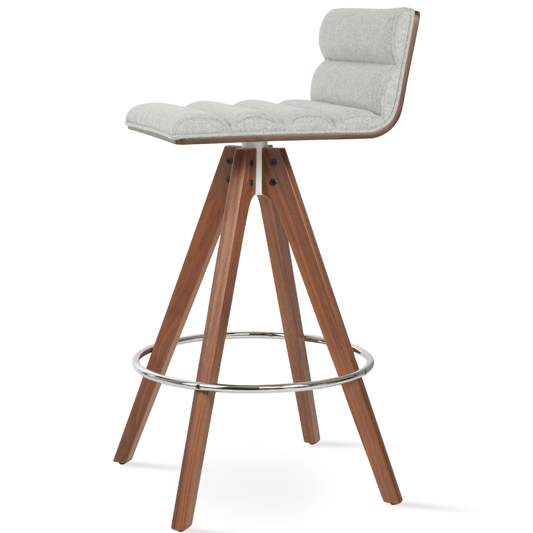 sohoConcept Table & Bar Stools Corona Comfort Upholstered Seat | Pyramid Swivel Wood Base Barstools