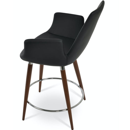 Soho Concept eiffel-arm-ana-wood-base-faux-leather-seat-kitchen-counter-stool-in-black