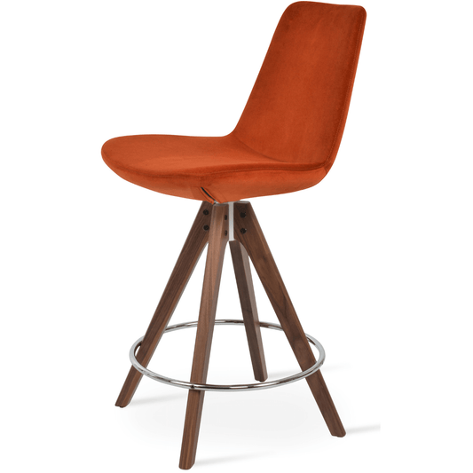 sohoConcept Table & Bar Stools Eiffel Chair Velvet Seat | Pyramid Swivel Wood Base Barstools