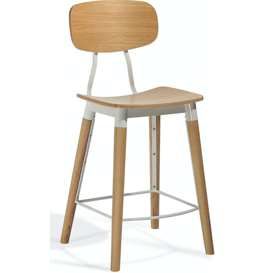 Esedra Industrial Wood Counter Top Stools White - Your Bar Stools Canada