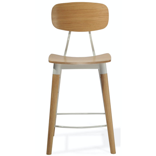 Esedra Industrial Wood Counter Top Stools White - Your Bar Stools Canada