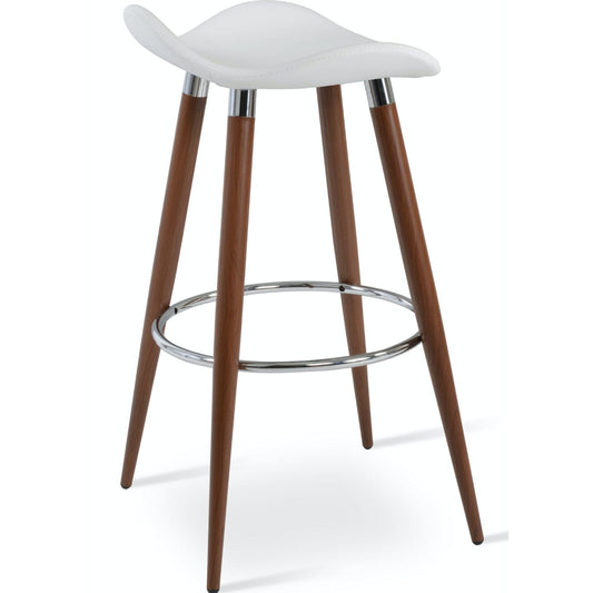 Soho Concept falcon-ana-walnut-black-base-faux-leather-seat-kitchen-counter-stool-in-white