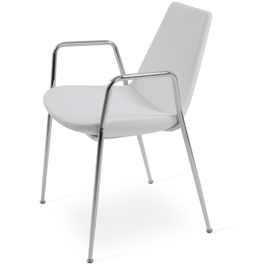 White Leather Chair with Chrome Legs Eiffel - Your Bar Stools Canada