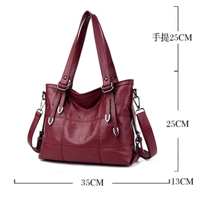 Summer Retro Large Women Handbags Fashion PU Leather Shoulder Bag Female Large Tote Handbag Ladies Shoulder Bag