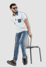 Load image into Gallery viewer, fanideaz Men&#39;s Denim Collar Premium Polo T Shirt with Denim Pocket
