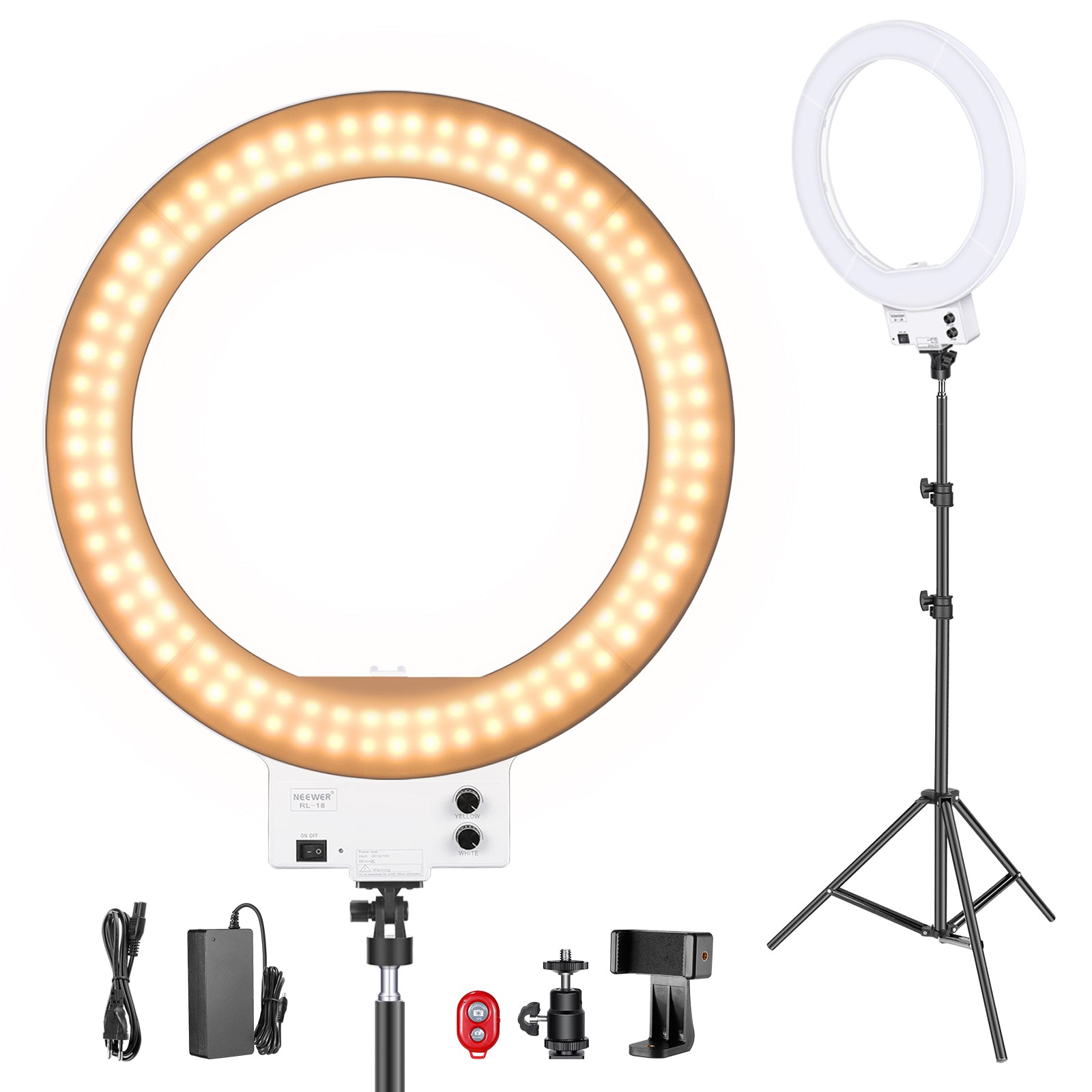 Neewer Anillo de luz LED de 18 pulgadas/18.9 in: 52 W regulable LED  Ringlight Maquillaje Selfie Anillo de luz con soporte/tubo suave/soporte  para