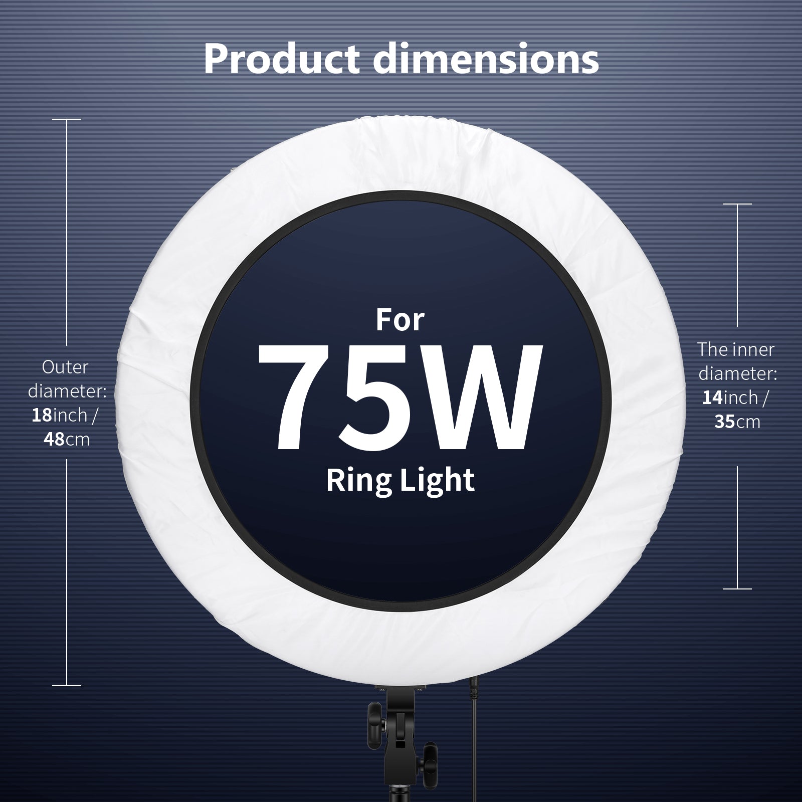 NEEWER Kit de luz de anillo de 18 pulgadas: LED profesional de 55 W 5600 K  con soporte y soporte para teléfono, tubo suave y bolsa para extensión de