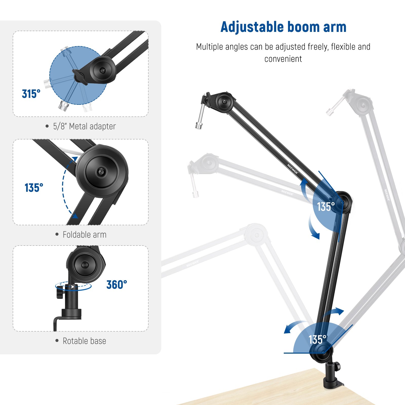 Neewer Mini soporte de trípode para micrófono de escritorio (soporte de  micrófono)