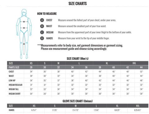 Size Chart For Men's Bibs