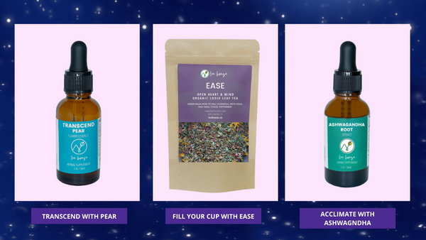 three tinctures are placed on a background of a starry night
