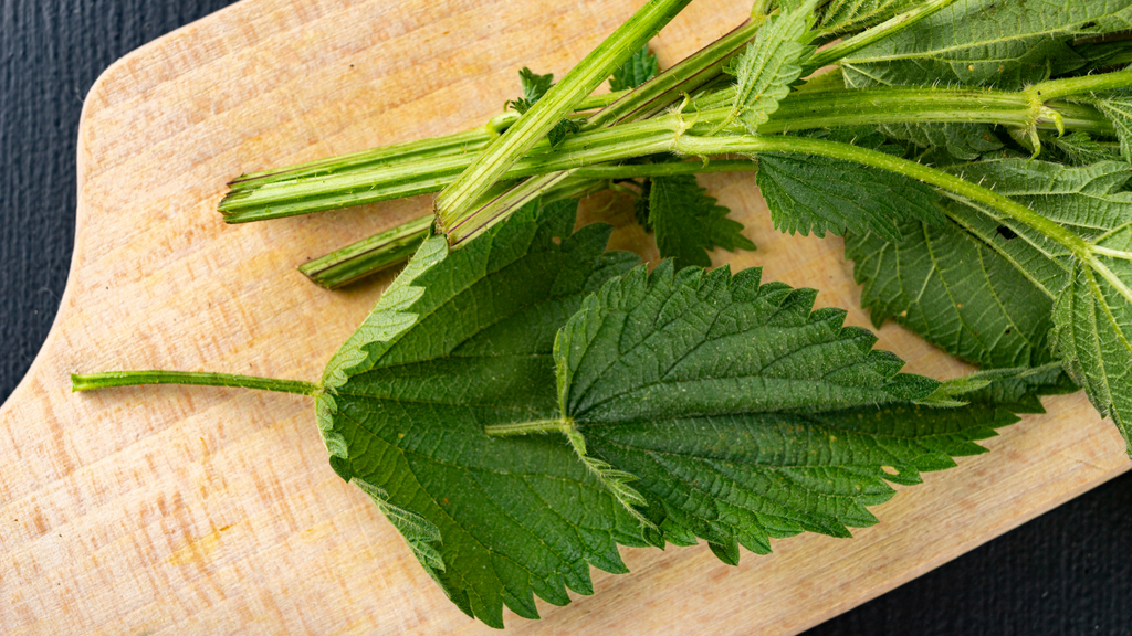 nettle leaves on the cutting board