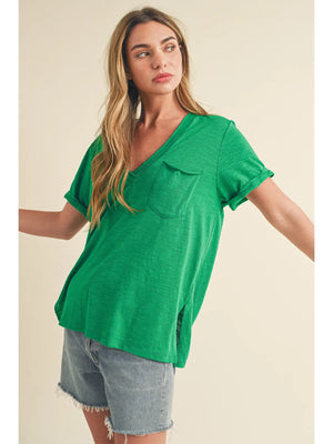 Zoie V Neck Short Sleeve Top - R STORIE
