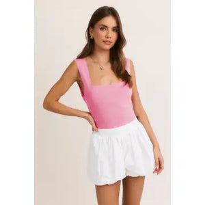 Wide Strap Back Tie Bodysuit - R STORIE