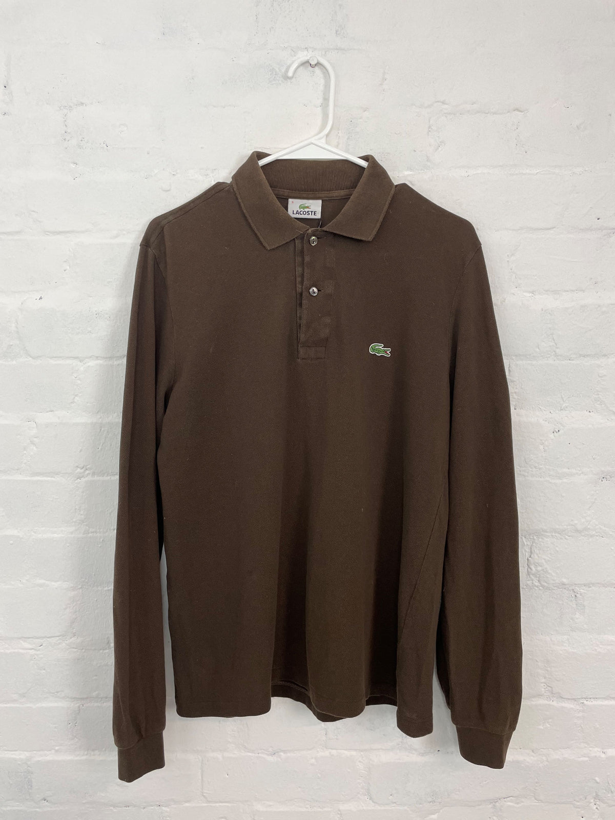 Lacoste brown long-sleeve polo shirt, Size L