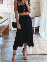 Women's Sets Solid Tube Top Sling Top & Skirt Two-Piece Set - Sets - Instastyled | Online Fashion Free Shipping Clothing, Dresses, Tops, Shoes - 21/03/2022 - 30-40 - Bottoms