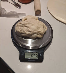 Dough on scale