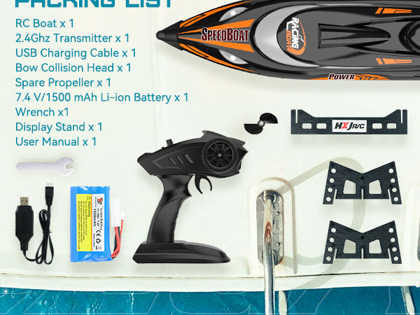 TX125 new RC boat packing list