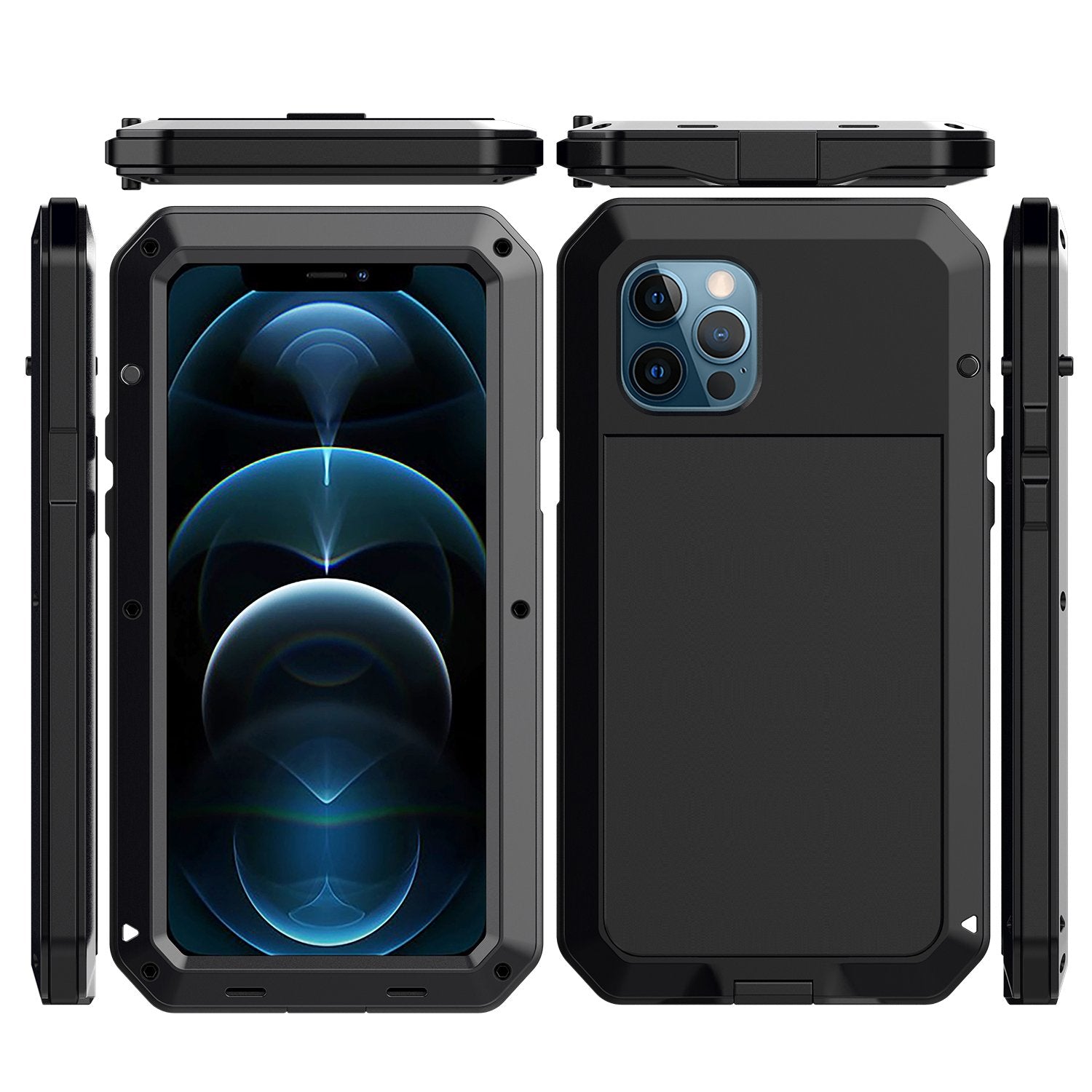 Luxury Doom Armor Case iphone 11 Pro Max Shockproof Dustproof Metal Aluminum Gorilla Glass 360 Full Body Cover Screws