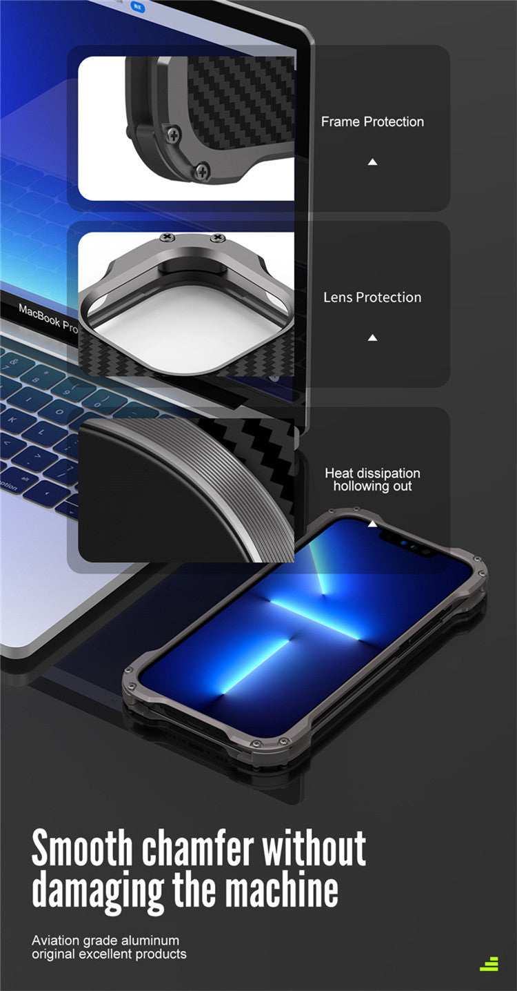Luxury Black Hole iPhone 13 Pro Max Carbon Fiber Case Metal Apple 12 Mini Phone Bumper Lens Protection Cover