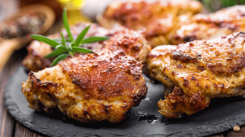 Simple grilled chicken thighs with crispy golden skin