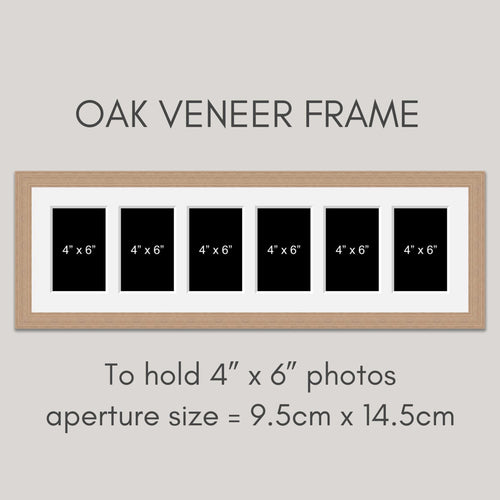 Multi Photo Picture Frame 4 Apertures 4 X 6 Photos in a 20mm Oak Veneer  Frame 