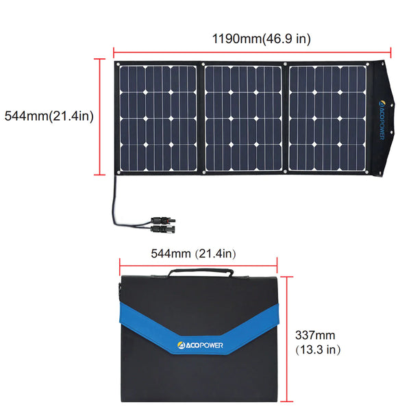 ACOPOWER|High Efficiency 90W Tri-Fold Foldable Solar Panel Kit Suitcase-ecopowerit