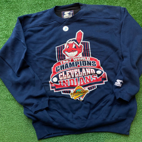 Vintage Style 90's World Series MLB Cleveland Indians T-shirt Printed Logo MLB  Cleveland Indians American League Champions - Bluefink