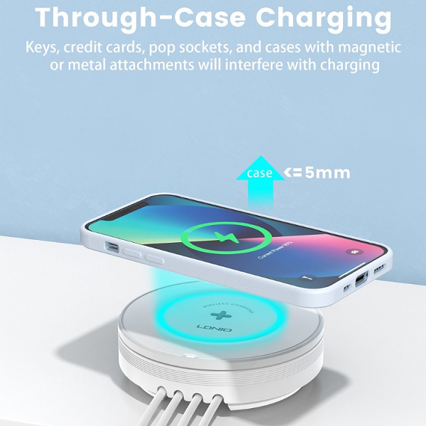 AW003 32W Desktop Wireless Charging Station with 4-Port PD/QC3.0 Fast Charging