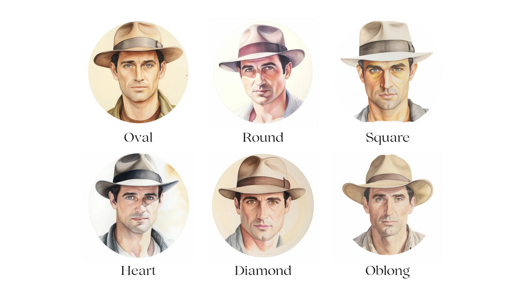 Infographic by Agnoulita Hats illustrating the selection of fedora hat brim width based on face shape. The graphic provides valuable guidance for choosing the most flattering hat style, with clear visual depictions and explanatory text.
