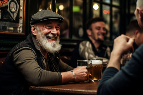 Pub photo of a man in a flat or ivy cap