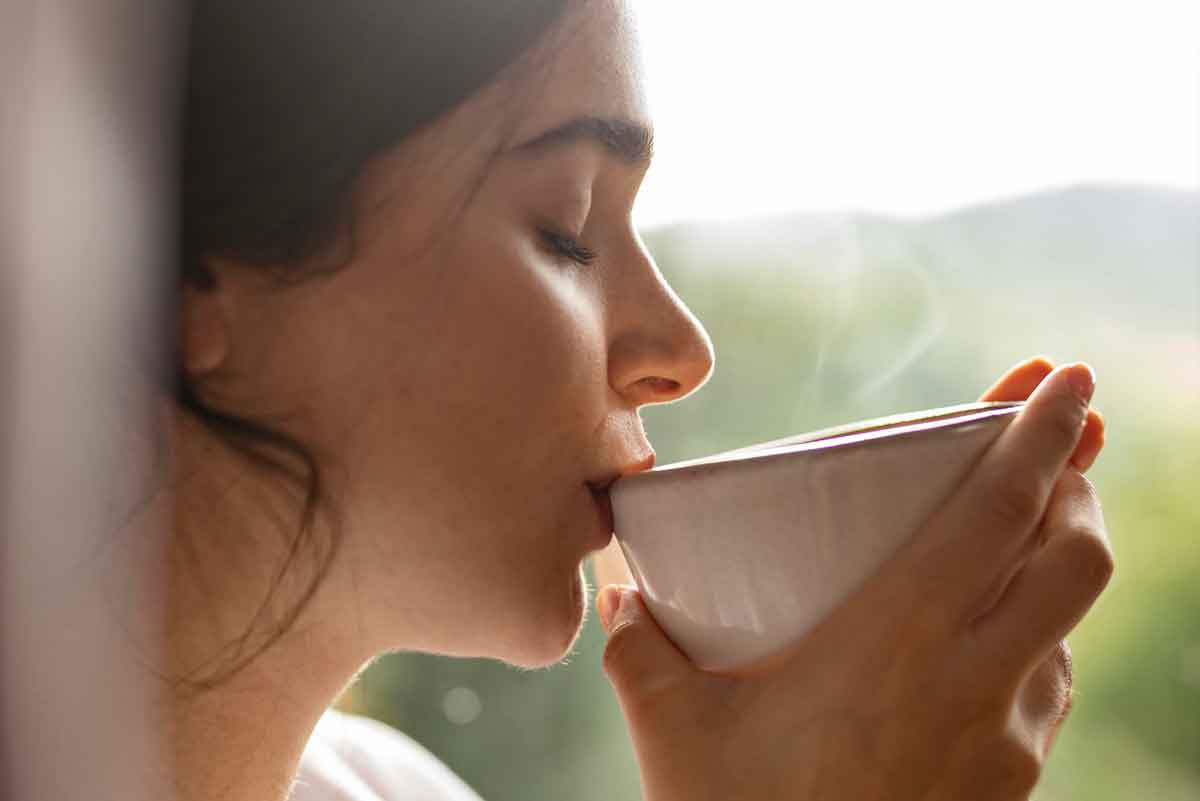 woman enjoy the tea